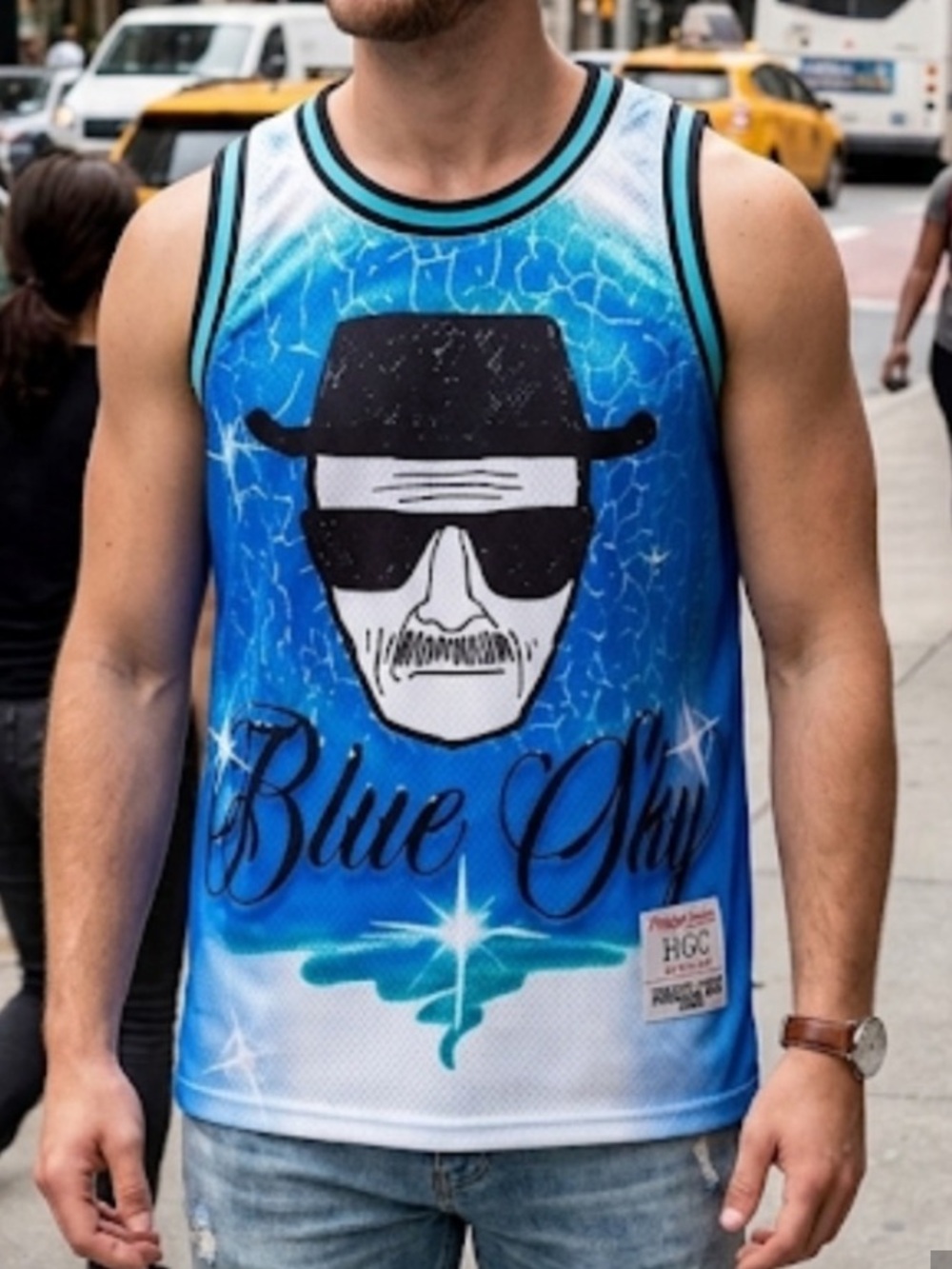 Breaking Bad Nostalgia Blue and White Graphic Tank Top